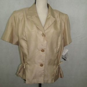 Prophecy Top Size 14 Short Sleeve Button Up Tan